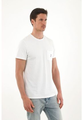 Tennis Camiseta Con Bolsillo Delantero Blanca Para Hombre