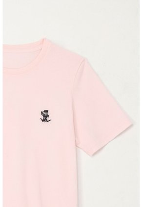 Camiseta Con Estampado En Algodón 100% Rosada Para Niño