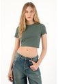 Camiseta Manga Corta Ajustada Gris Para Mujer de Tennis