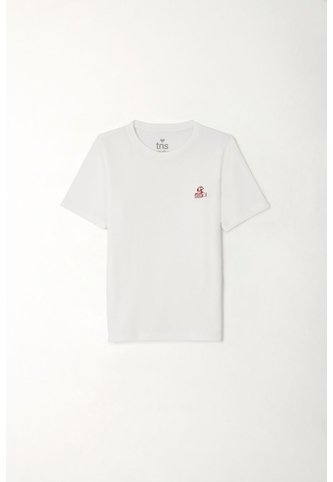 Camiseta Manga Corta Blanca Para Niño Tennis
