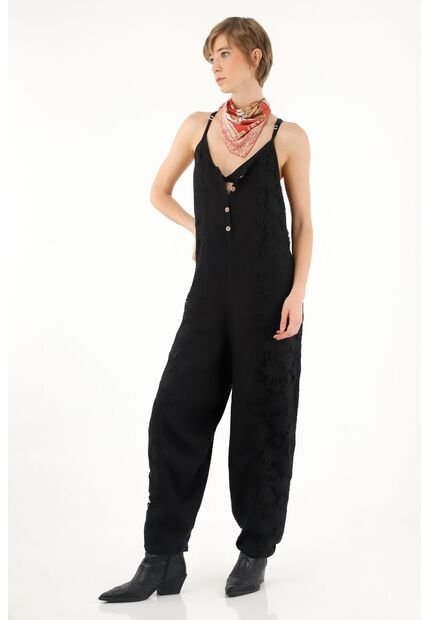 Tennis Overall Negro De Tiras Para Mujer