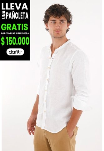 Tennis Camisa En 100% Lino Blanca Con Detalle Fruncido Para Hombre Tennis