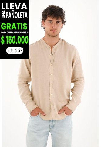 Tennis Camisa En 100% Lino Café Con Diseño Limpio Para Hombre Con Acabado único Tennis