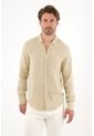 Camisa En 100% Lino Manga Larga Verde Para Hombre de Tennis
