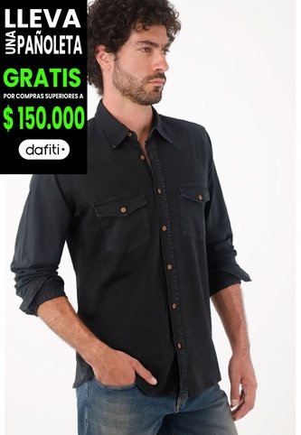 Tennis Camisa En Dril Con Bolsillos Negra Para Hombre Tennis