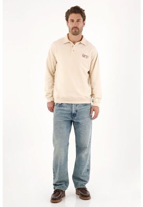 Tennis Buzo Tipo Polo Con Mini Estampado Crudo Para Hombre