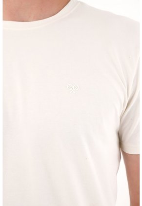 Tennis Camiseta Con Raqueta Estampada Crudo Para Hombre