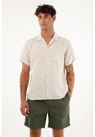 Tennis Camisa Crudo Manga Corta En 100% Lino Para Hombre Tennis