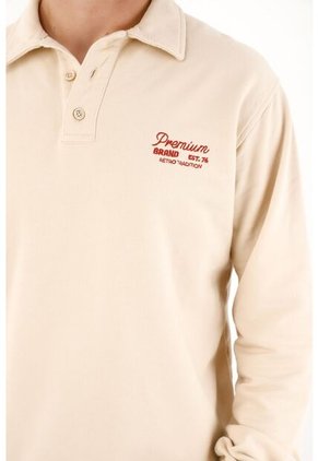 Tennis Buzo Tipo Polo Con Mini Estampado Crudo Para Hombre