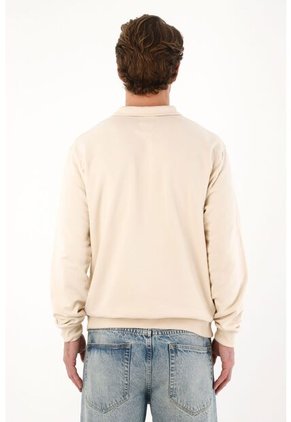 Tennis Buzo Tipo Polo Con Mini Estampado Crudo Para Hombre