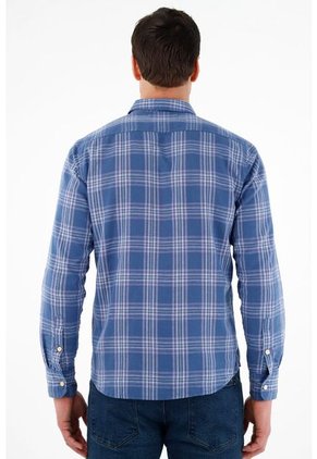 Tennis Camisa Con Diseño A Cuadros Azul Para Hombre