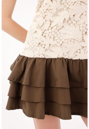 Tennis Vestido Corto De Escote Recto Crudo Para Mujer