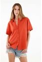 Camisa Naranja Cuello Clásico Para Mujer de Tennis