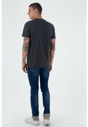 Camisa De Tela Preteñida Gris Para Hombre