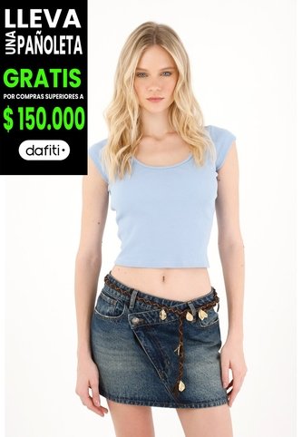 Tennis Camiseta En Rib Ajustada Azul Para Mujer Tennis