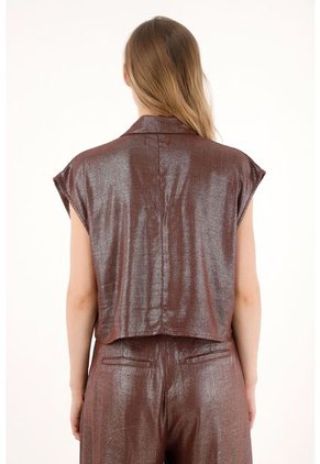 Tennis Chaleco Corto Con Efecto Metalizado Para Mujer