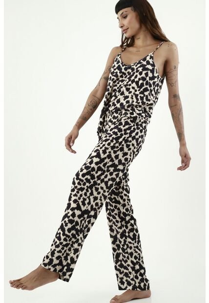 Conjunto Pijama Estampado Animal Print Para Mujer