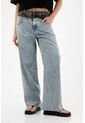 Tennis Jean Wide Leg De Tiro Alto Con Pretina En Contraste Para Mujer de Tennis