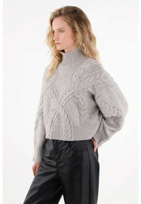 Tennis Buzo Con Tejido Trenzado Gris Para Mujer