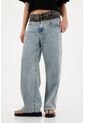 Tennis Jean Wide Leg De Tiro Alto Con Pretina En Contraste Para Mujer de Tennis