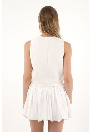 Tennis Chaleco En 100% Lino Con Bordado De Palmeras Para Mujer