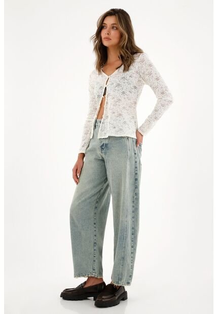 Camiseta Con Tela Tipo Encaje Para Mujer