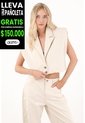 Tennis Chaleco Boxy Fit Con Hombreras Crudo Para Mujer de Tennis