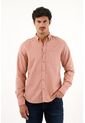 Camisa Oxford Manga Larga Rosada Para Hombre de Tennis