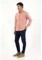 Camisa Oxford Manga Larga Rosada Para Hombre de Tennis