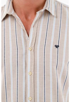 Camisa Café Manga Larga Para Hombre