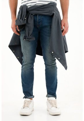 Tennis Jean Súper Skinny Tono Oscuro Azul Para Hombre