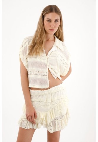 Tennis Camisa Boxy Fit Con Textura Crudo Para Mujer Tennis