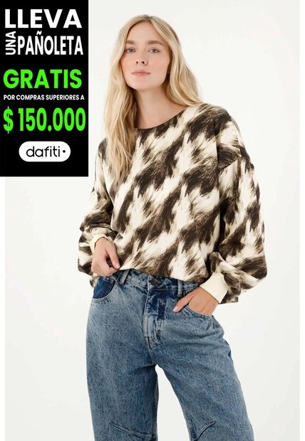 Tennis Buzo Estampado Silueta Oversize Para Mujer