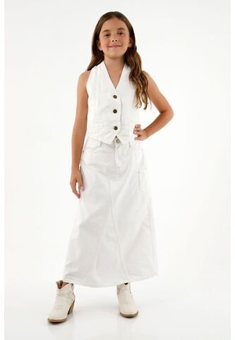 Falda Blanca Cinco Bolsillos Para Niña Tennis