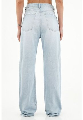 Jean Azul Bota Recta Para Mujer