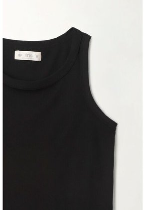 Tennis Camiseta Negra Manga Sisa Para Mujer