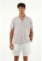 Tennis Camisa Gris Manga Corta En 100% Lino Para Hombre de Tennis