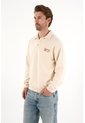 Tennis Buzo Tipo Polo Con Mini Estampado Crudo Para Hombre de Tennis