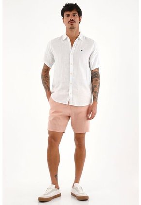 Bermuda Chino Rosada En 100% Lino Para Hombre