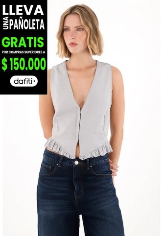 Tennis Chaleco Con Bolero En Ruedo Gris Para Mujer Tennis