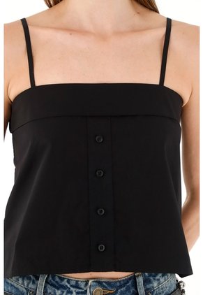 Tennis Camisa Negra De Escote Recto Para Mujer