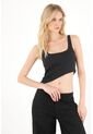 Tennis Camisa Tipo Crop Negra Para Mujer de Tennis
