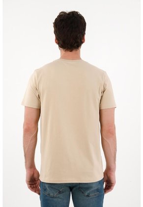 Tennis Camiseta Básica Con Bolsillo Y Estampado Café Para Hombre