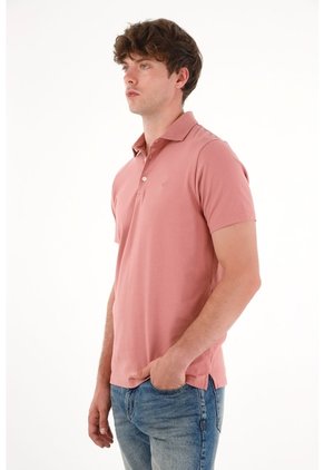 Polo Con Raqueta Bordada Roja Para Hombre