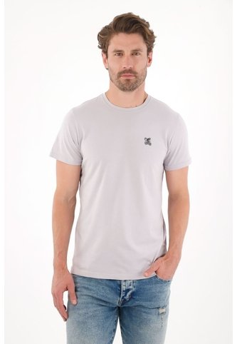 Tennis Camiseta Con Cuello Redondo En Rib Gris Para Hombre Tennis