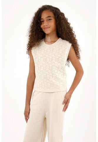 Camiseta Crudo Con Diseño Tejido En Delantero Para Niña Tennis