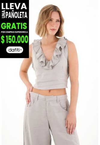 Tennis Camisa En Lino Con Bolero Gris Para Mujer Tennis