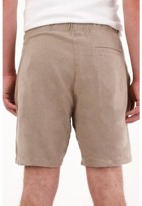 Tennis Bermuda En 100% Lino Con Bolsillos Café Para Hombre