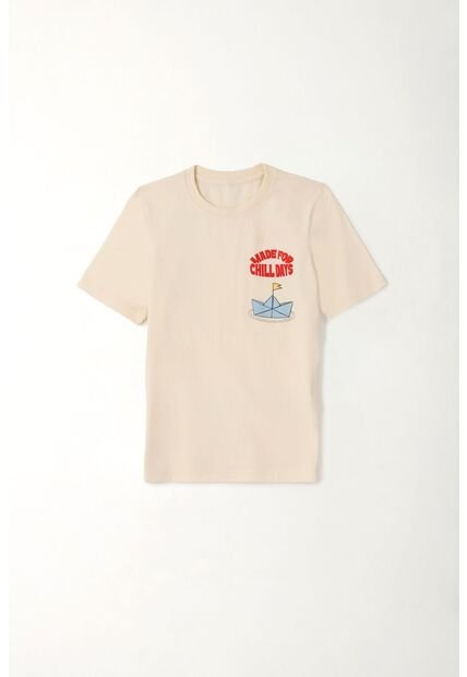 Camiseta Manga Corta Crudo Para Niño