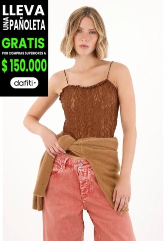 Tennis Camiseta En Tela Tipo Blonda Con Transparencia Café Para Mujer Tennis